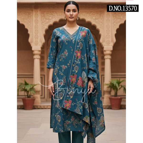 Elegant Embroidered V-Neck Kurta Set with Dupatta – Premium Ethnic Women’s Suit