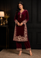 Peacock Blue Premium Velvet Embroidered Co-ord Set for Women