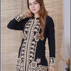 Wrap yourself in refined winter elegance with this premium wool embroidered set. Thoughtfully tailored for comfort and sophistication, this outfit features intricate hand-style embroidery that adds a luxurious ethnic charm. Perfect for graceful winter sty