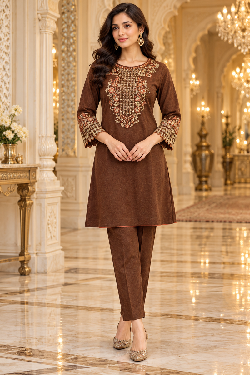 Elegant Floral Embroidered Kurta Pant Set for Women