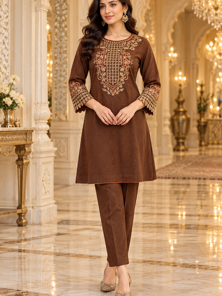 Elegant Floral Embroidered Kurta Pant Set for Women