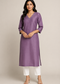 Women’s Mauve Purple Embroidered Straight Kurta