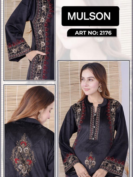Experience luxury with Mulson a premium velvet suit designed for effortless elegance and festive grace. Crafted from high-quality velvet, this ensemble features intricate handwork embroidery that adds a refined traditional charm. Perfect fo