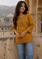 Ivory Floral Embroidered Short Kurti for Women
