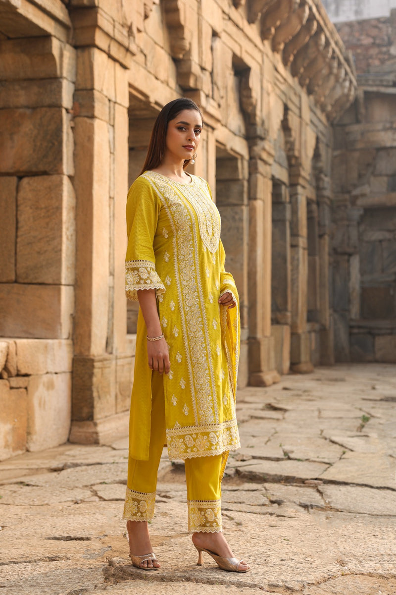 Mulson Mist Blue Embroidered Suit Set