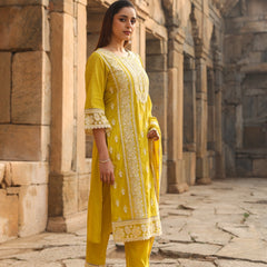 Mulson Mist Blue Embroidered Suit Set