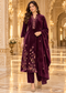 Black Velvet Floral Embroidered 3-Piece Winter Suit Set