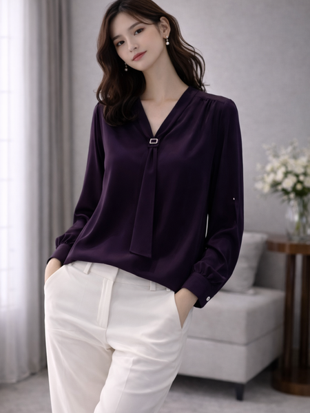 Mulson Elegant Tie-Neck Blouse