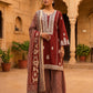 Women’s Maroon Embroidered Kurta Patiala Set with Printed Dupatta | Traditional Ethnic Suit for Women