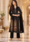 Black Velvet Mughal Motif Embroidered 3-Piece Winter Suit Set