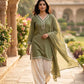 Olive Green Cotton Suit Set with Dupatta for Women | Solid Kurta & Patiala Salwar Set