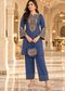 Denim Blue Kashmiri Embroidered  kurti Farshi salwar with Matching Potli Bag