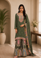 Women’s Charcoal Grey Embroidered Kurta with Printed Sharara & Dupatta | Designer Festive Ethnic Suit Set