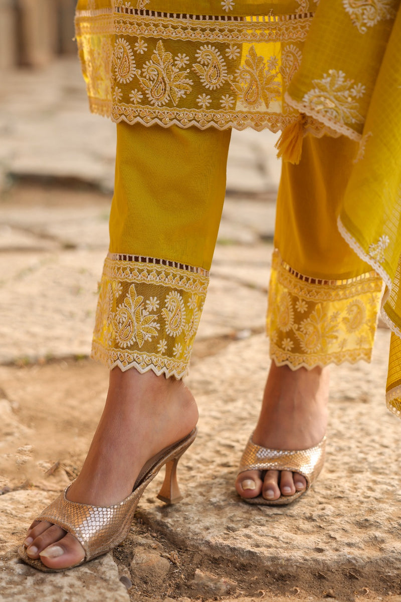 Mulson Mist Blue Embroidered Suit Set