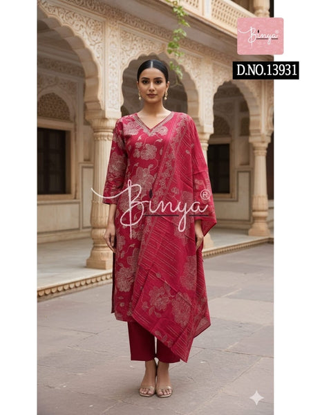Elegant Embroidered V-Neck Kurta Set with Dupatta – Premium Ethnic Women’s Suit