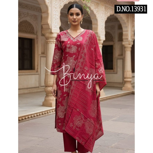 Elegant Embroidered V-Neck Kurta Set with Dupatta – Premium Ethnic Women’s Suit