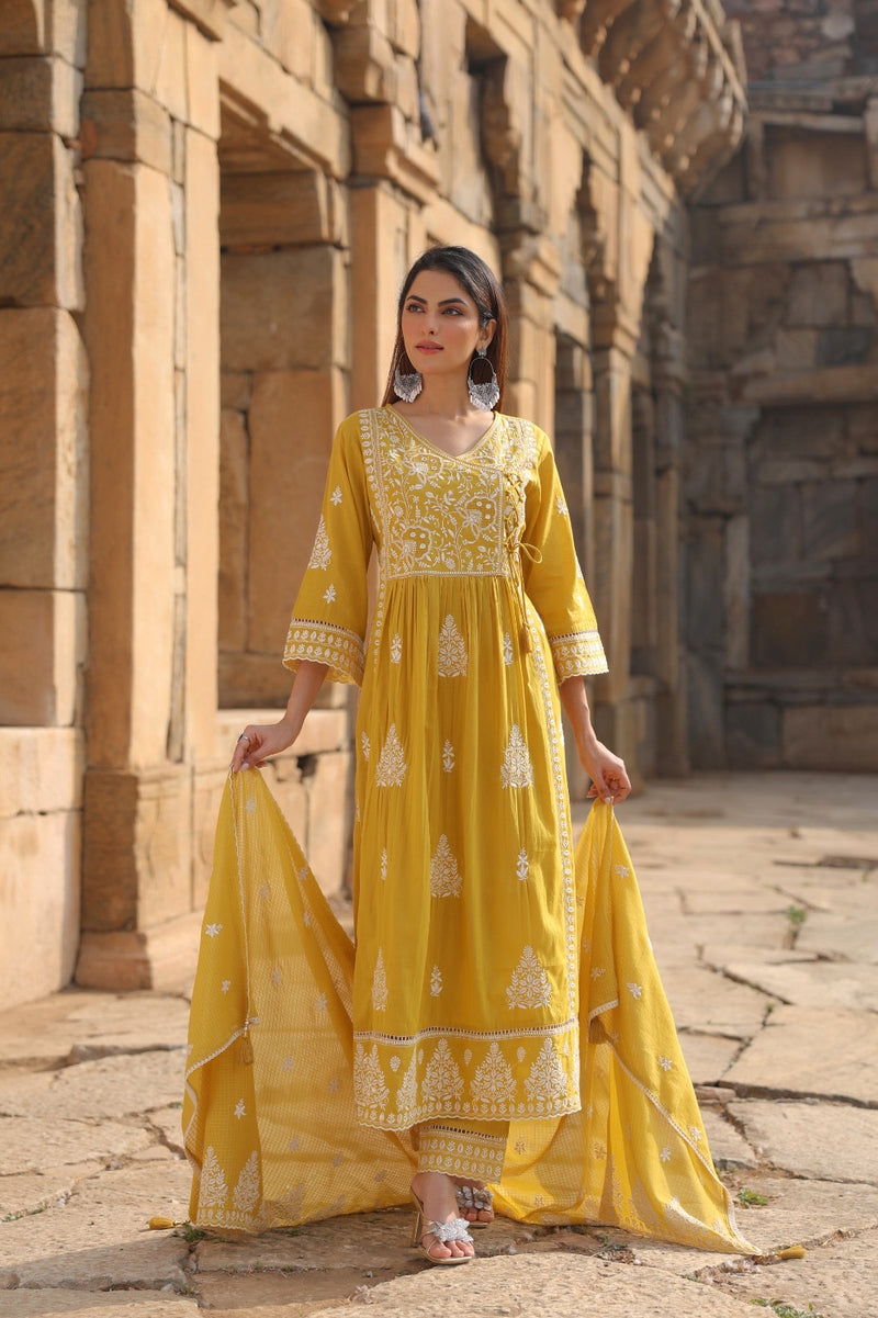 Elegant Cotton Kurta Set with Handcrafted Embroidery