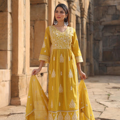 Elegant Cotton Kurta Set with Handcrafted Embroidery