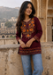 Ivory Floral Embroidered Short Kurti for Women