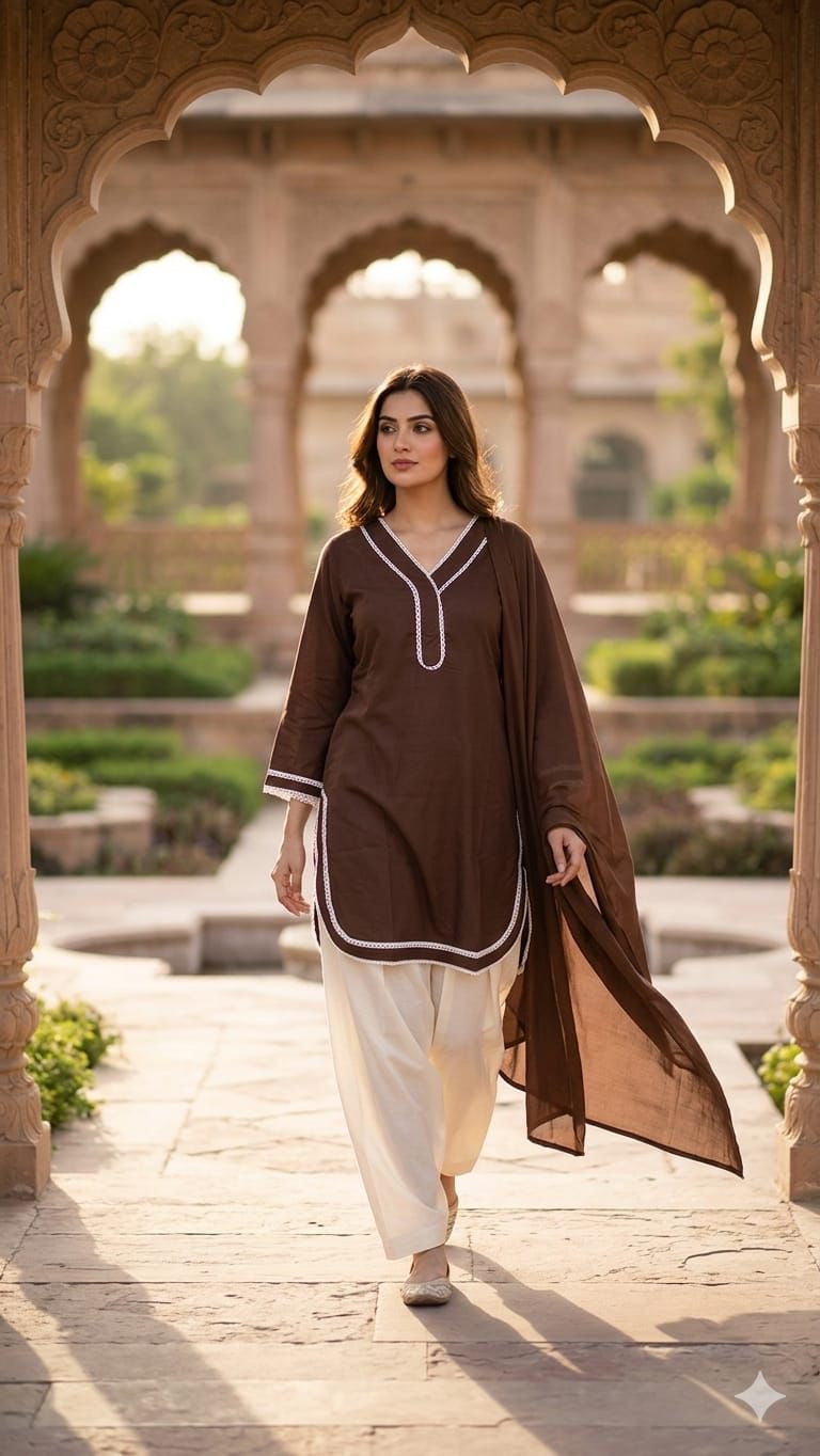 Olive Green Cotton Suit Set with Dupatta for Women | Solid Kurta & Patiala Salwar Set