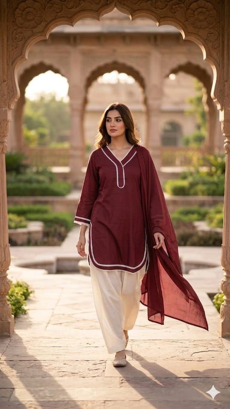 Olive Green Cotton Suit Set with Dupatta for Women | Solid Kurta & Patiala Salwar Set