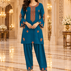 Kashmiri Embroidered Kurta Pant Co-ord Set