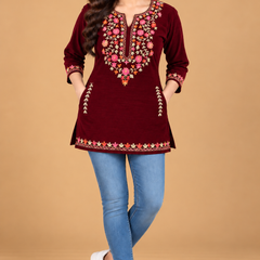 Women’s Multicolour Floral Embroidered Straight Kurta