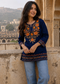 Ivory Floral Embroidered Short Kurti for Women