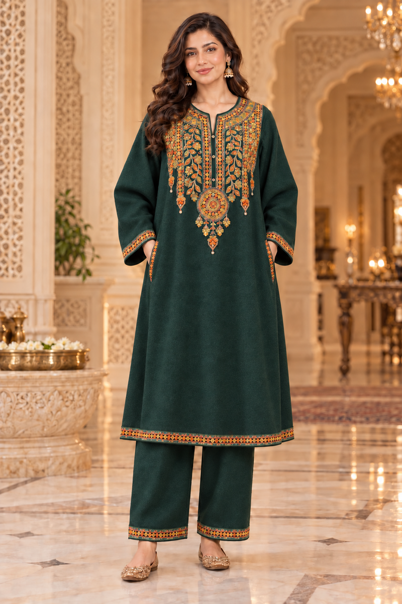Kashmiri Embroidered Winter Phiran Set