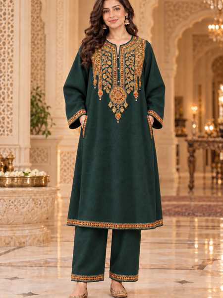 Kashmiri Embroidered Winter Phiran Set