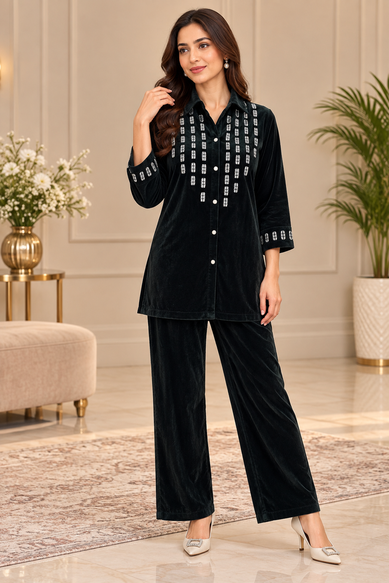 Embellished Velvet Co-ord Set