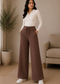 Mulson Diamond Knit Wide-Leg Lounge Pants – Mocha Brown