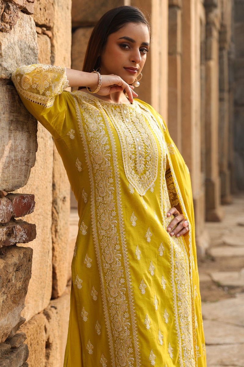 Mulson Mist Blue Embroidered Suit Set