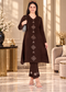 Embroidered Winter A-line Kurta Pant Set