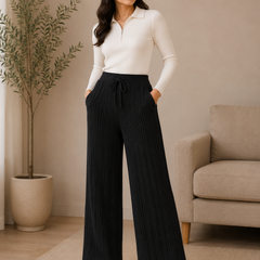 Women’s Cable Knit Wide-Leg Winter Lower | Premium Knitted Warm Pants