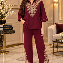 Embroidered Knit Co-ord Set for Women