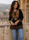 Ivory Floral Embroidered Short Kurti for Women