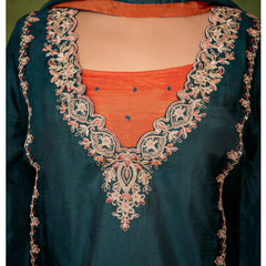 Women’s Embroidered Kurta Palazzo Set with Dupatta