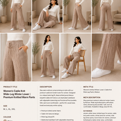Women’s Cable Knit Wide-Leg Winter Lower | Premium Knitted Warm Pants