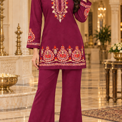 Wollen Embroidered Kurta Palazzo Set