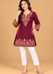 Multicolour Floral Embroidered Short Kurti for Women
