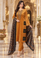 Mustard Gold Velvet Embroidered Kurta Pant Set with Black Floral Dupatta