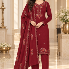 Embroidered Kurta Pant Dupatta Set