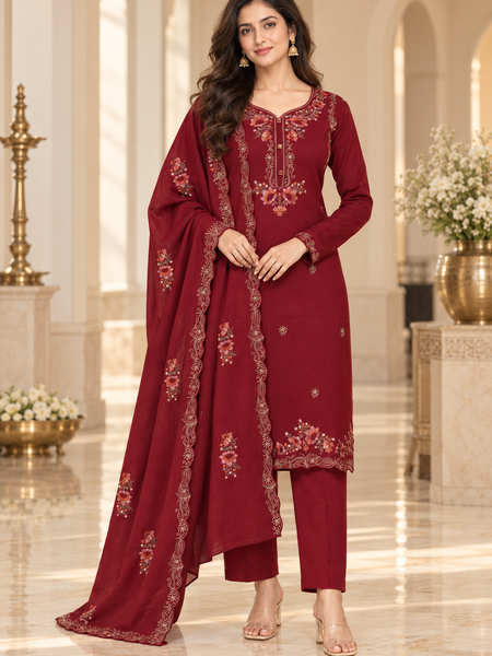 Embroidered Kurta Pant Dupatta Set