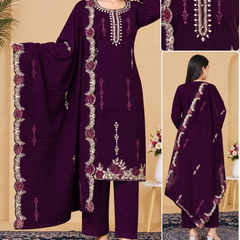 Floral Embroidered Kurta Pant Dupatta Set