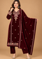 Emerald Green Embroidered Velvet 3-Piece Winter Suit with Dupatta