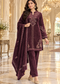 Corduroy Velvet Embroidered 3-Piece Winter Suit Set with Dupatta
