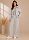 Mulson Ivory Striped 3-Piece Knitted Co-ord Set with Zip Jacket