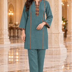 Kashmiri Border Work Winter Kurta Pant Set
