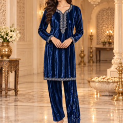 Velvet Embroidered Co-ord Set